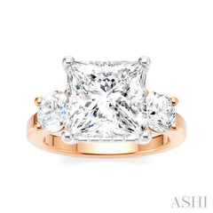 1 Ctw Tri-Mount Princess Shape Round Cut Diamond Semi-Mount Engagement Ring in 14K Rose and White Gold