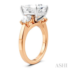 1 Ctw Tri-Mount Princess Shape Round Cut Diamond Semi-Mount Engagement Ring in 14K Rose and White Gold