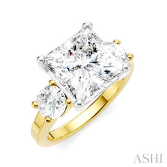 1 Ctw Tri-Mount Princess Shape Round Cut Diamond Semi-Mount Engagement Ring in 14K Yellow and White Gold