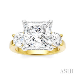 1 Ctw Tri-Mount Princess Shape Round Cut Diamond Semi-Mount Engagement Ring in 14K Yellow and White Gold