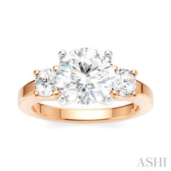 1/2 Ctw Tri-Mount Past, Present and Future Round Cut Diamond Semi-Mount Engagement Ring in 14K Rose and White Gold