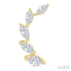 1/2 Ctw Graduated Marquise Cut Diamond Fashion Ear Climbers in 14K Yellow Gold