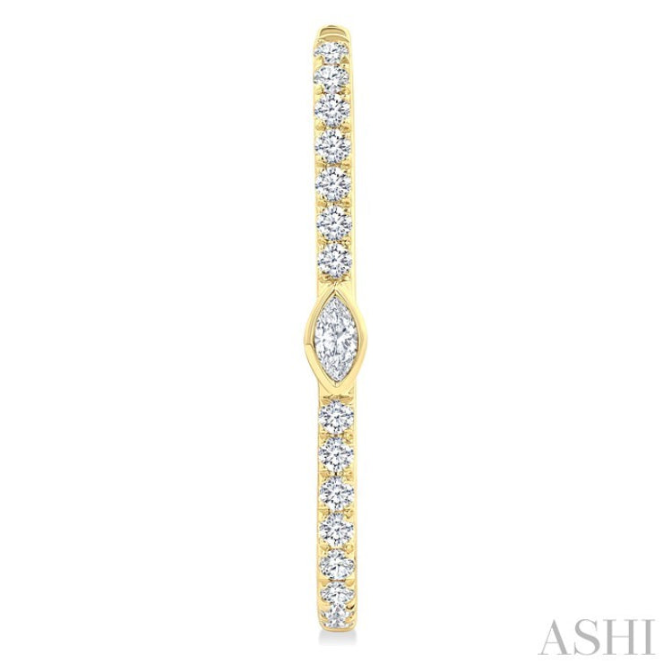 1/3 Ctw Marquise and Round Cut Diamond Rectangular Fashion Hoop Earrings in 14K Yellow Gold