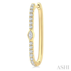 1/3 Ctw Marquise and Round Cut Diamond Rectangular Fashion Hoop Earrings in 14K Yellow Gold