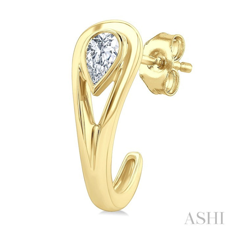 1/3 Ctw Pear Cut Diamond Half Hoop Fashion Earrings in 14K Yellow Gold