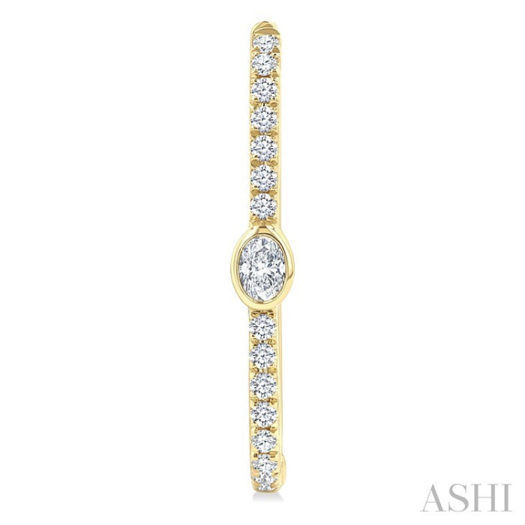 3/8 Ctw Oval and Round Cut Diamond Rectangular Fashion Hoop Earrings in 14K Yellow Gold