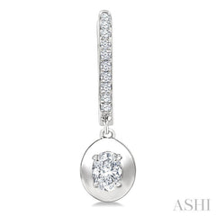 1/2 Ctw Oval Shape Dome Round Cut Diamond Fashion Huggie Earrings in 14K White Gold
