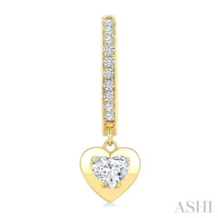 1/2 Ctw Heart Shape Dome Round Cut Diamond Fashion Huggie Earrings in 14K Yellow Gold