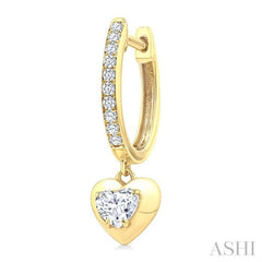 1/2 Ctw Heart Shape Dome Round Cut Diamond Fashion Huggie Earrings in 14K Yellow Gold