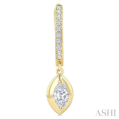1/2 Ctw Marquise Shape Dome Round Cut Diamond Fashion Huggie Earrings in 14K Yellow Gold