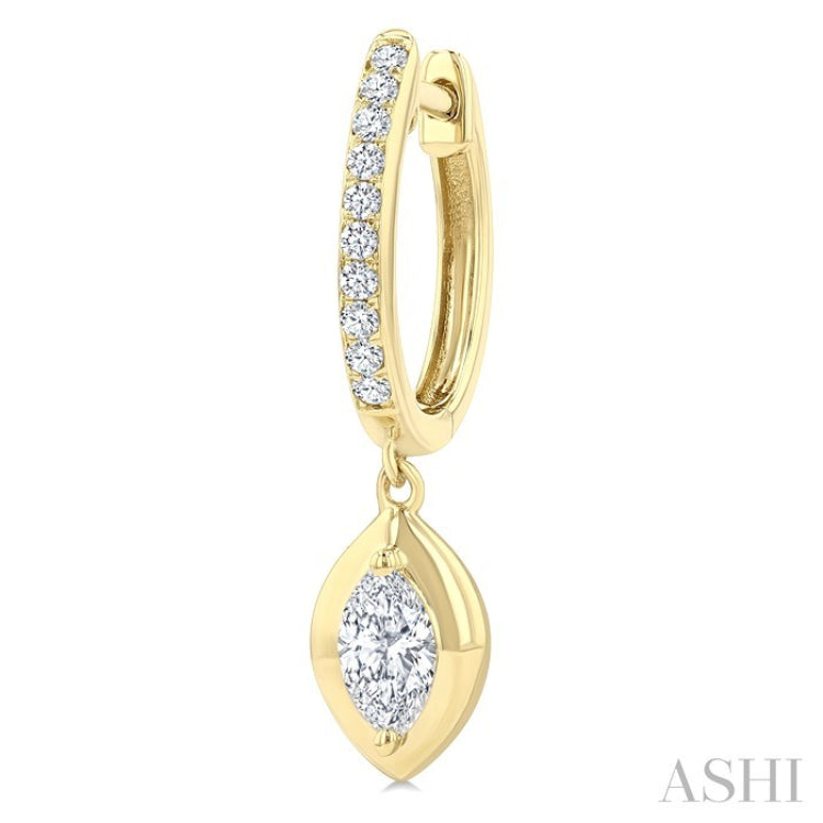 1/2 Ctw Marquise Shape Dome Round Cut Diamond Fashion Huggie Earrings in 14K Yellow Gold