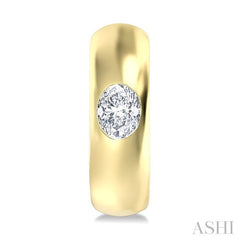 1/3 Ctw Bezel Set Oval Cut Diamond Fashion Huggie Earrings in 14K Yellow Gold