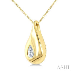 1/4 Ctw Teardrop Pear Cut Diamond Fashion Pendant With Chain in 14K Yellow Gold