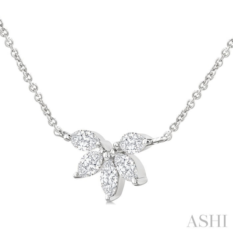 1/3 Ctw Semi-Circle Chevron Marquise Cut Diamond Fashion Necklace in 14K White Gold