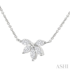 1/3 Ctw Semi-Circle Chevron Marquise Cut Diamond Fashion Necklace in 14K White Gold
