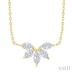 1/3 Ctw Semi-Circle Chevron Marquise Cut Diamond Fashion Necklace in 14K Yellow Gold