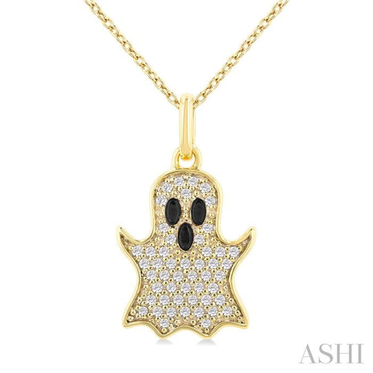 1/6 Ctw Petite Ghost Round Cut Diamond Fashion Pendant With Chain in 10K Yellow Gold