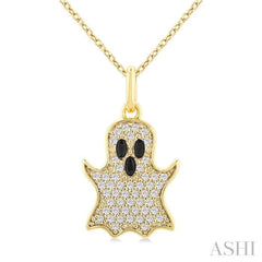1/6 Ctw Petite Ghost Round Cut Diamond Fashion Pendant With Chain in 10K Yellow Gold