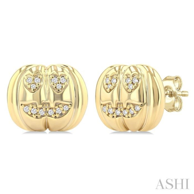 1/10 Ctw Petite Pumpkin Single Cut Diamond Fashion Earrings in 10K Yellow Gold