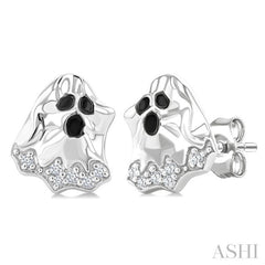 1/20 Ctw Petite Ghost Round Cut Diamond Fashion Earrings in 10K White Gold