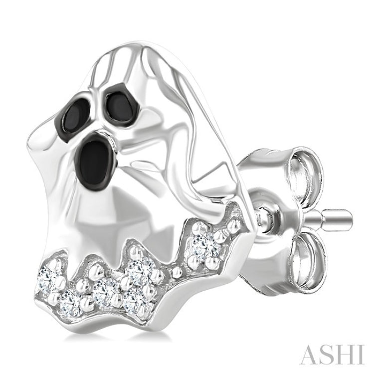 1/20 Ctw Petite Ghost Round Cut Diamond Fashion Earrings in 10K White Gold