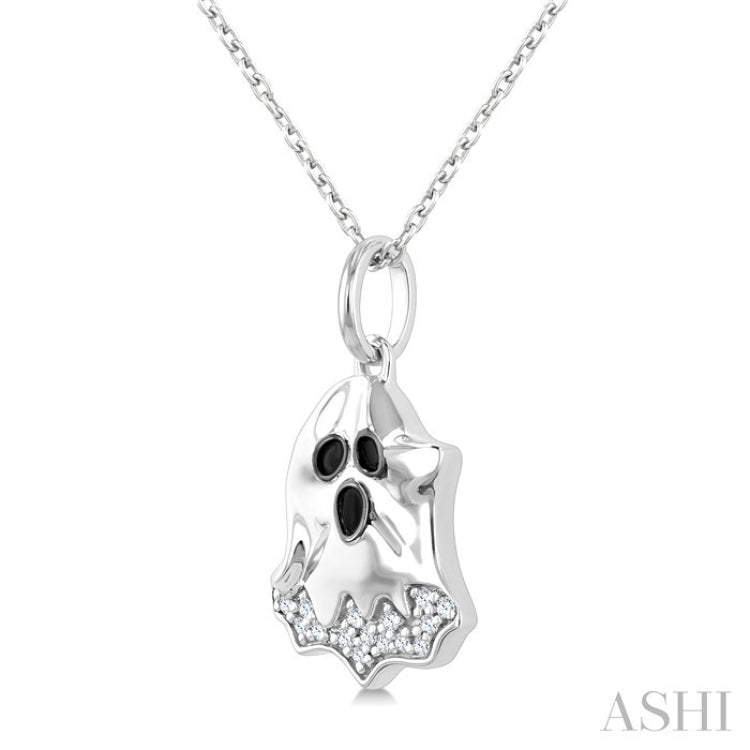 1/20 Ctw Petite Ghost Round Cut Diamond Pendant With Chain in 10K White Gold