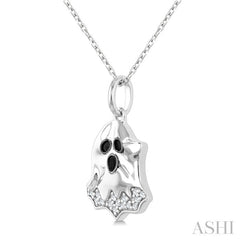 1/20 Ctw Petite Ghost Round Cut Diamond Pendant With Chain in 10K White Gold