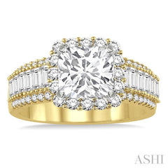 1 1/5 Ctw Diamond Semi-Mount Engagement Ring in 14K Yellow and White Gold