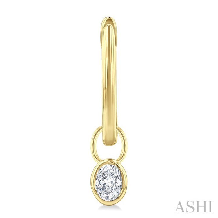 1/3 Ctw Bezel Set Oval Cut Diamond Huggie Earrings in 14K Yellow Gold