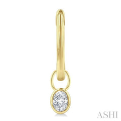 1/3 Ctw Bezel Set Oval Cut Diamond Huggie Earrings in 14K Yellow Gold