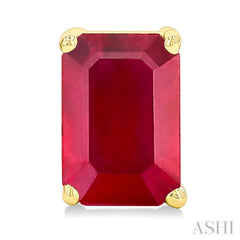 6X4 MM Octagon Shape Ruby Precious Stud Earrings in 14K Yellow Gold
