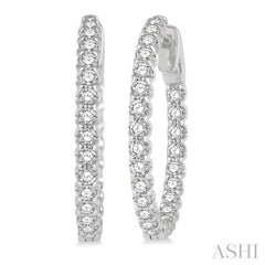 1 1/2 Ctw Inside-Out Round Cut Diamond Hoop Earrings in 14K White Gold