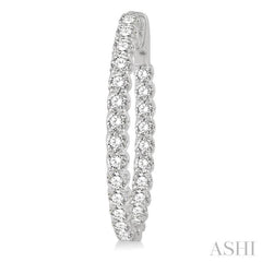 4 Ctw Inside-Out Round Cut Diamond Oval Shape Hoop Earrings in 14K White Gold