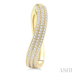 1/2 Ctw Curvy Triple Row Round Cut Diamond Fashion Earring in 10K Yellow Gold