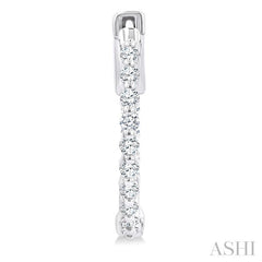 1/2 Ctw Inside-Out Single Prong Set Round Cut Diamond Hoop Earrings in 14K White Gold