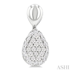 1/3 Ctw Pear Shape Mount Pave Set Round Cut Diamond Fashion Earrings in 10K White Gold