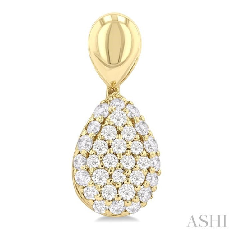 1/3 Ctw Pear Shape Mount Pave Set Round Cut Diamond Fashion Earrings in 10K Yellow Gold