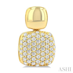 1/3 Ctw Cushion Shape Mount Pave Set Round Cut Diamond Fashion Earrings in 10K Yellow Gold