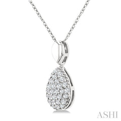 1/4 Ctw Pear Shape Pave Set Round Cut Diamond Fashion Pendant With Chain in 10K White Gold
