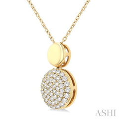 1/4 Ctw Circular Mount Pave Set Single Cut Diamond Fashion Pendant With Chain in 10K Yellow Gold