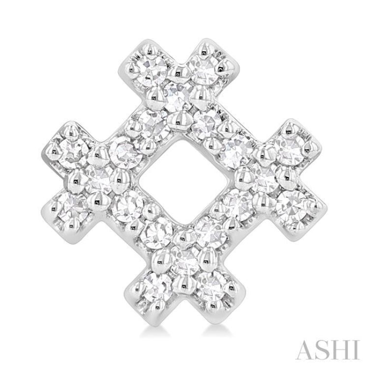1/8 Ctw Petite Hashtag Motif Round Cut Diamond Fashion Earrings in 10K White Gold