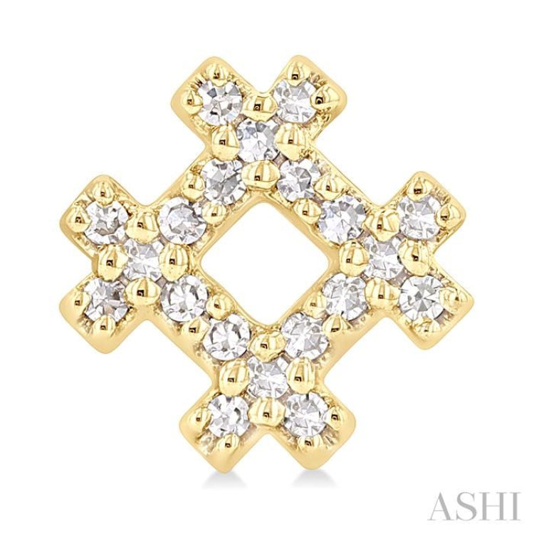 1/8 Ctw Petite Hashtag Motif Single Cut Diamond Fashion Earrings in 10K Yellow Gold