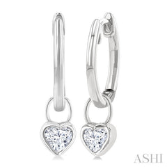 1/3 Ctw Bezel Set Heart Cut Diamond Huggie Earrings in 14K White Gold