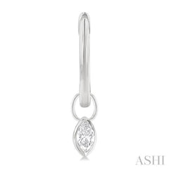 1/3 Ctw Bezel Set Marquise Cut Diamond Huggie Earrings in 14K White Gold