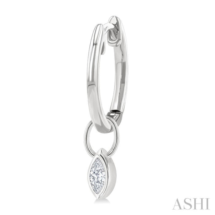 1/3 Ctw Bezel Set Marquise Cut Diamond Huggie Earrings in 14K White Gold