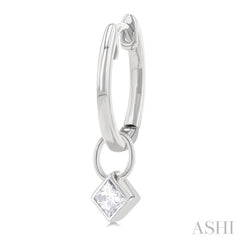 1/3 Ctw Bezel Set Princess Cut Diamond Huggie Earrings in 14K White Gold