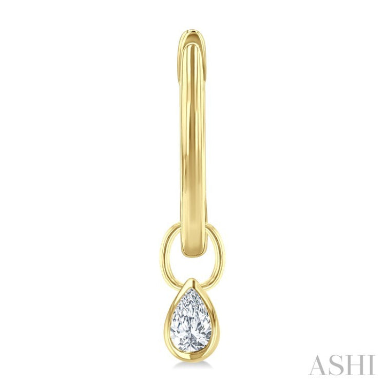 1/3 Ctw Bezel Set Pear Cut Diamond Huggie Earrings in 14K Yellow Gold