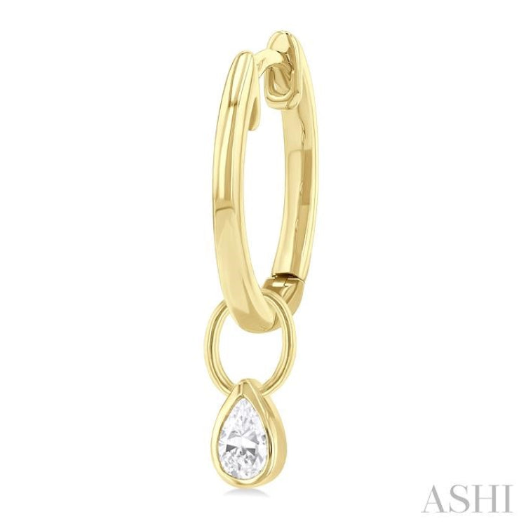 1/3 Ctw Bezel Set Pear Cut Diamond Huggie Earrings in 14K Yellow Gold