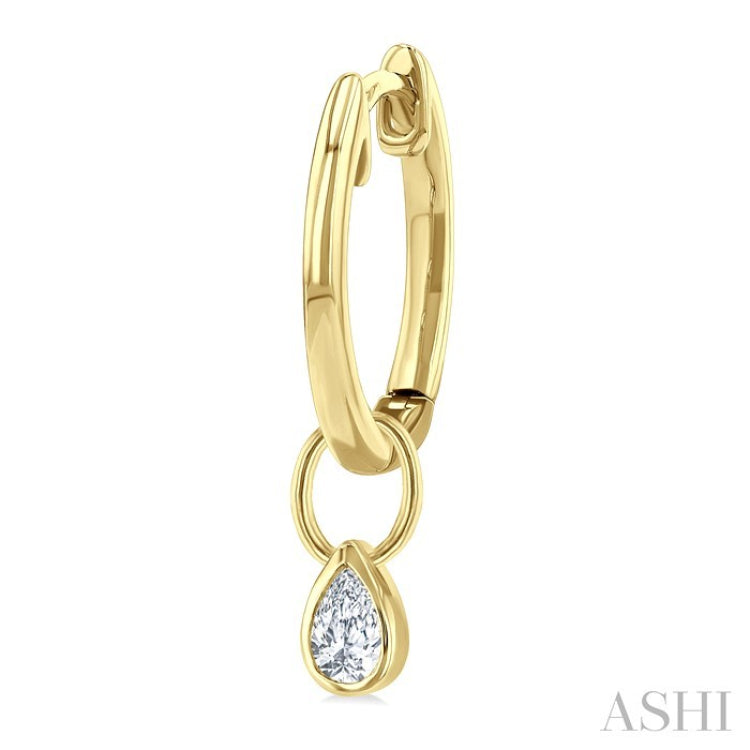 1/3 Ctw Bezel Set Pear Cut Diamond Huggie Earrings in 14K Yellow Gold