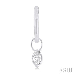 1/3 ctw Bezel Set Marquise Cut Diamond Huggie Earrings in 10K White Gold